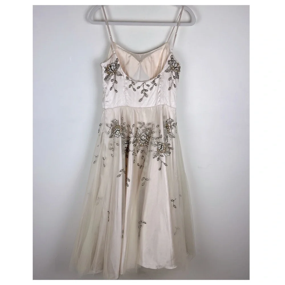 Sue Wong Nocturne Old Hollywood Coquette Fit & Flare Tulle Beaded Midi Dress 8 - Picture 2 of 14